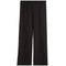 Black wide-leg cropped pants with a textured, waffle-like fabric and an elastic waistband, shown flat on a white background.