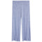 Light blue ribbed knit pants with an elastic waistband, shown flat against a white background.