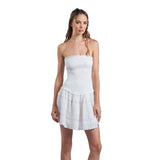 SMock Lace Trim Strapless Dress