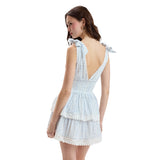 Eyelet Deep V Layered Dress