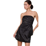 Textured Golden Twisted Tie Mini Dress