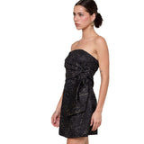 Textured Golden Twisted Tie Mini Dress