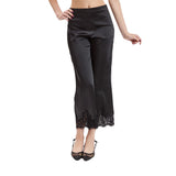 Lace Trim Satin Ankle Pant