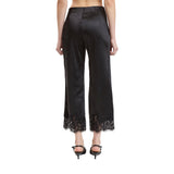 Lace Trim Satin Ankle Pant