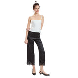 Lace Trim Satin Ankle Pant