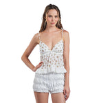 Red Rise Ditsy Eyelet Ruffle Cami - Denny's