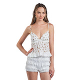 Red Rise Ditsy Eyelet Ruffle Cami - Denny's