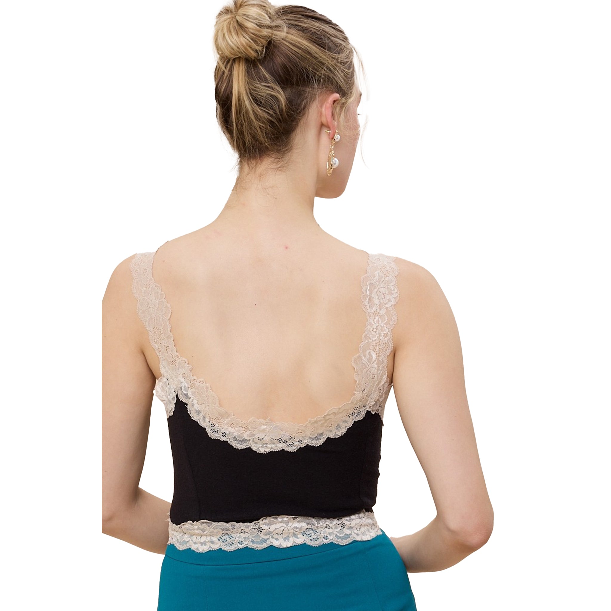 Lace Trim Crop Cami - Denny's