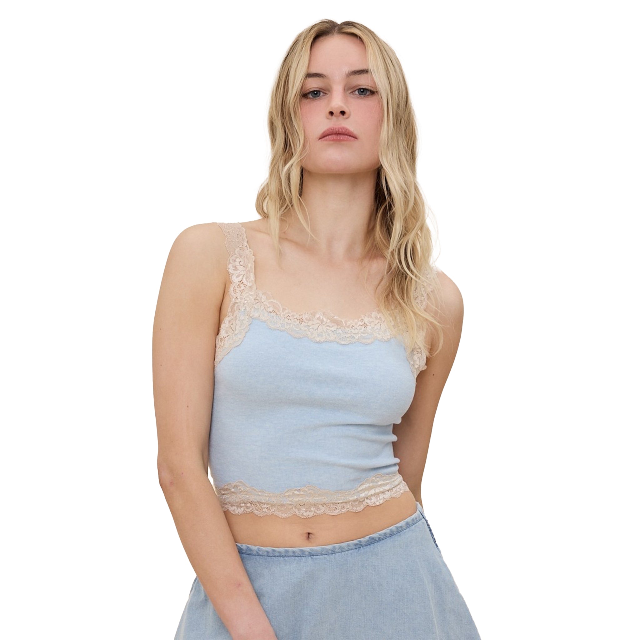 Lace Trim Crop Cami - Denny's