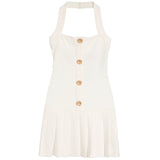 Sora Halter Dress With Gold Buttons