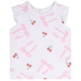 Cherry & Bow Crochet Trim Tee - Denny's