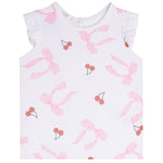 Cherry & Bow Crochet Trim Tee - Denny's