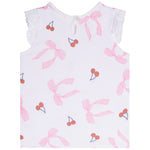 Cherry & Bow Crochet Trim Tee - Denny's