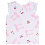 Cherry & Bow Crochet Trim Tee - Denny's