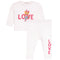 White Thermal Set with the Word Love and Love Bear with rhinestone neck and White Thermal pant with love written down leg