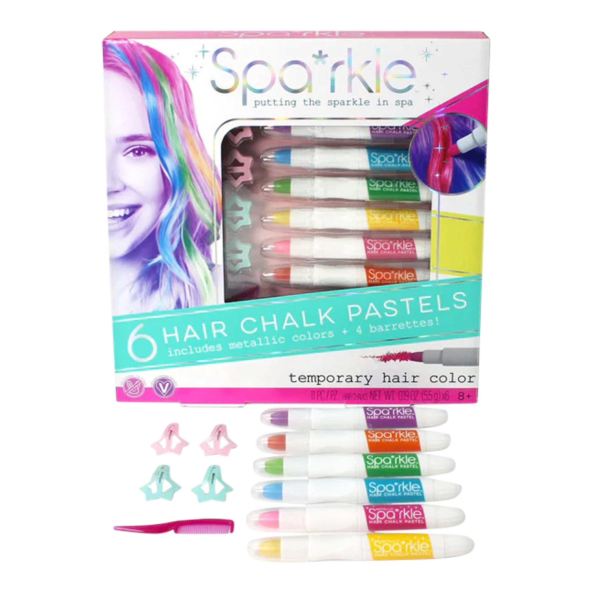 6 Hair Chalk Pastels Barette Set - Denny's