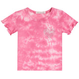 2pc Tie Dye Short Set With Rhinestone Heart
