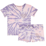 2pc Tie Dye Shortset With Heart