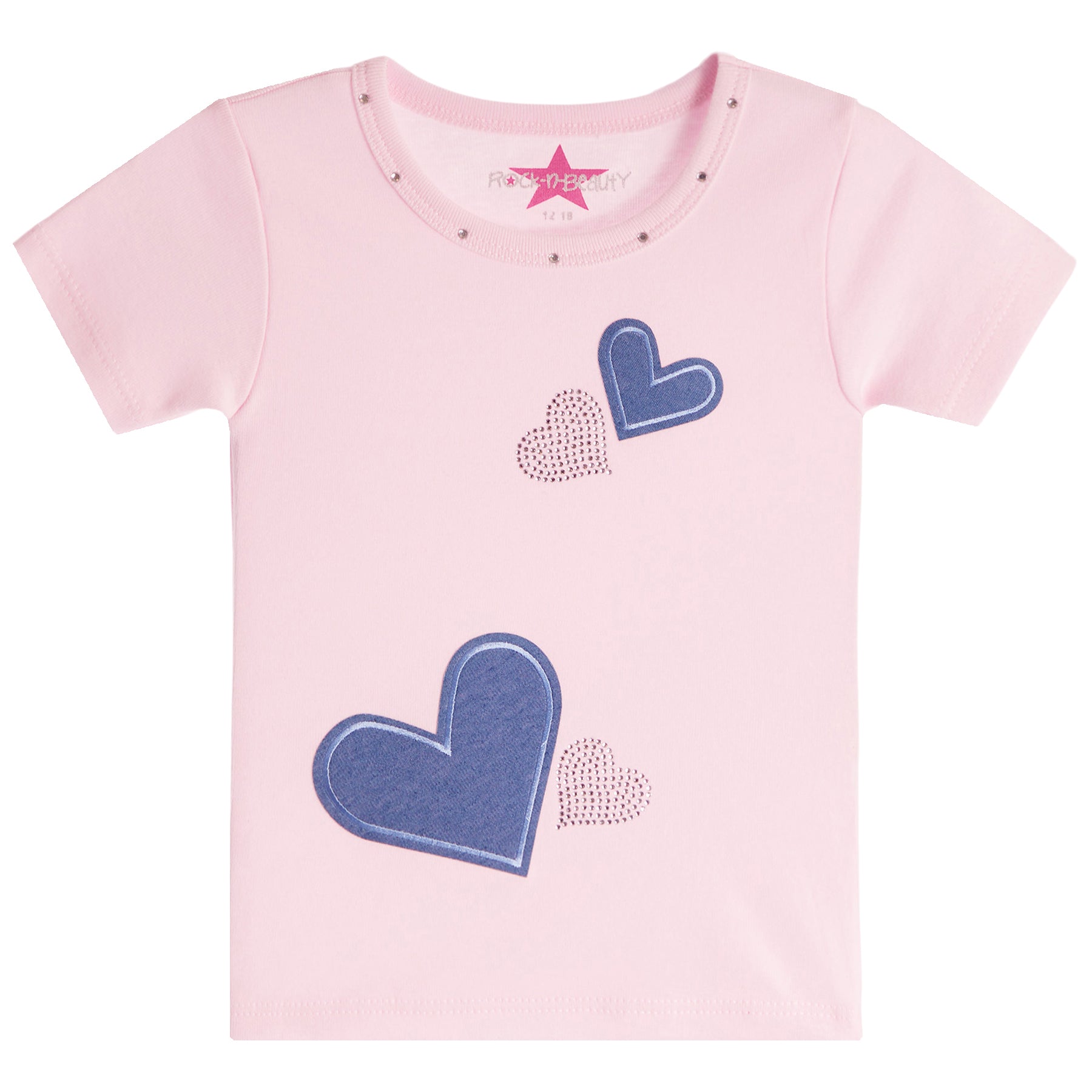 Denim Rhinestone Heart Tee