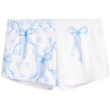 Blue Bow Heart Fuzzy Short - Denny's