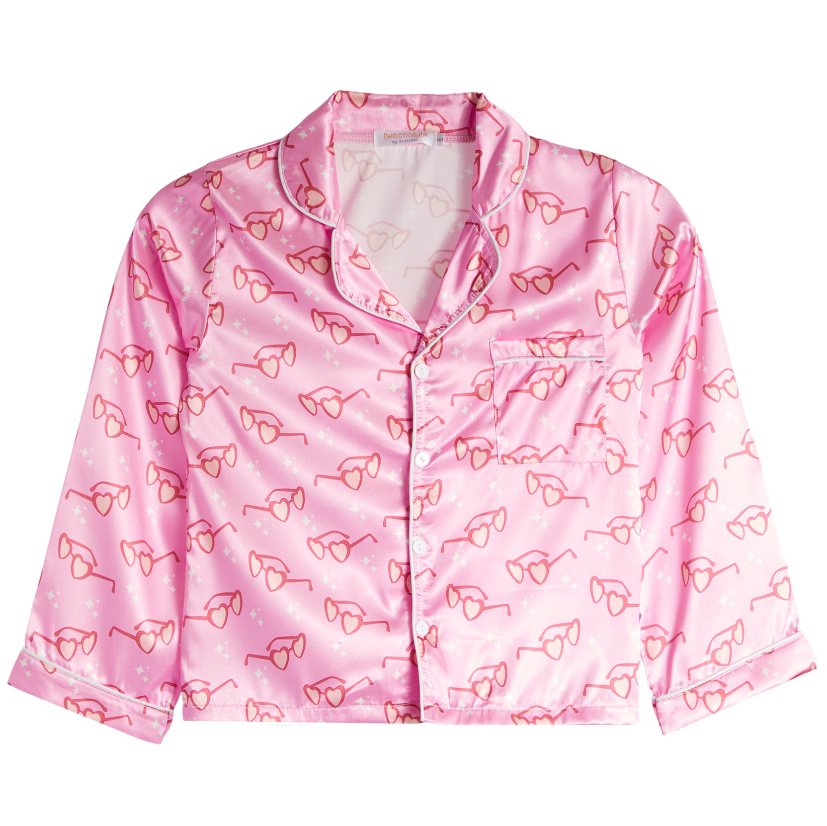 2pc Satin Set Heart Glasses Lounge Wear Set - Denny's
