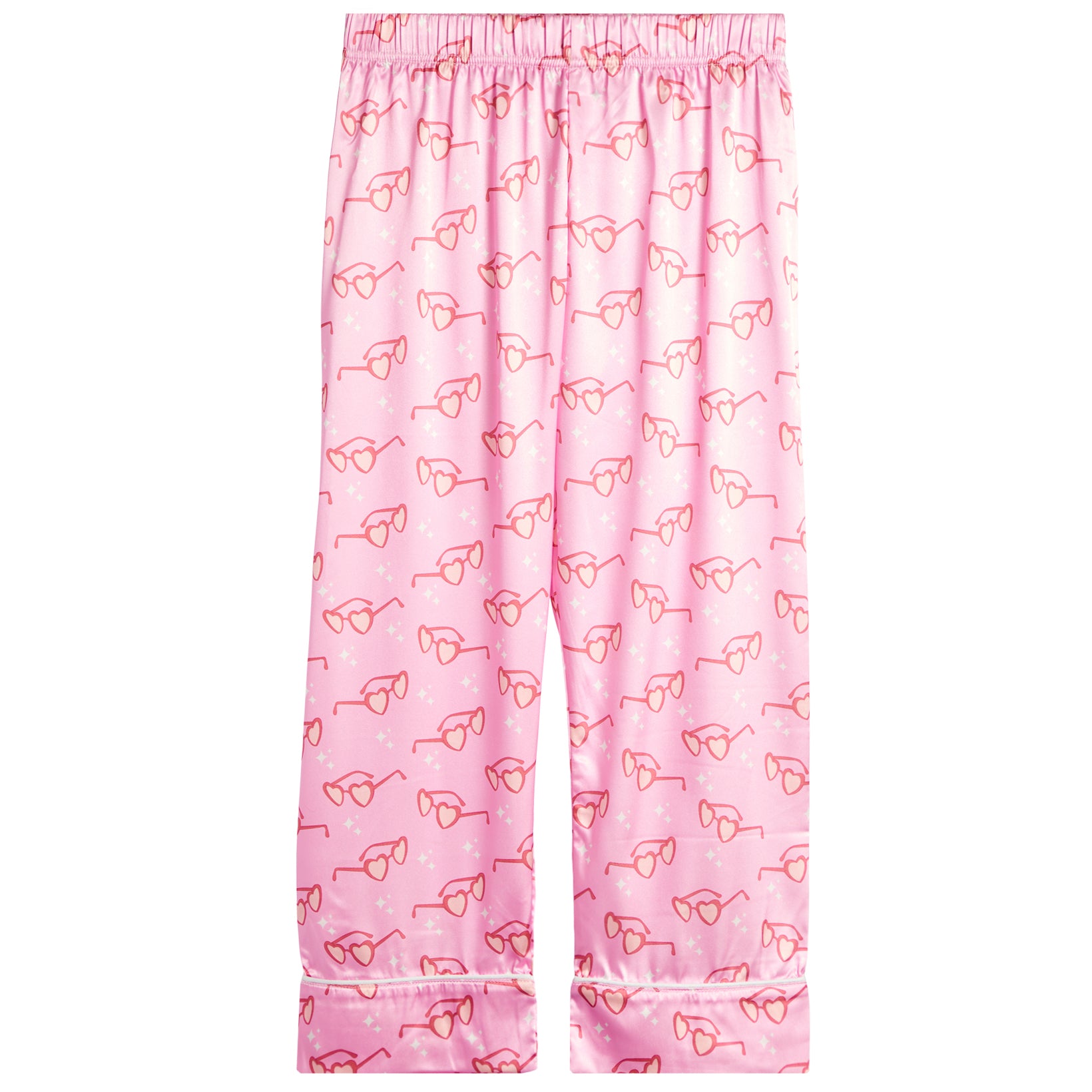 2pc Satin Set Heart Glasses Lounge Wear Set - Denny's