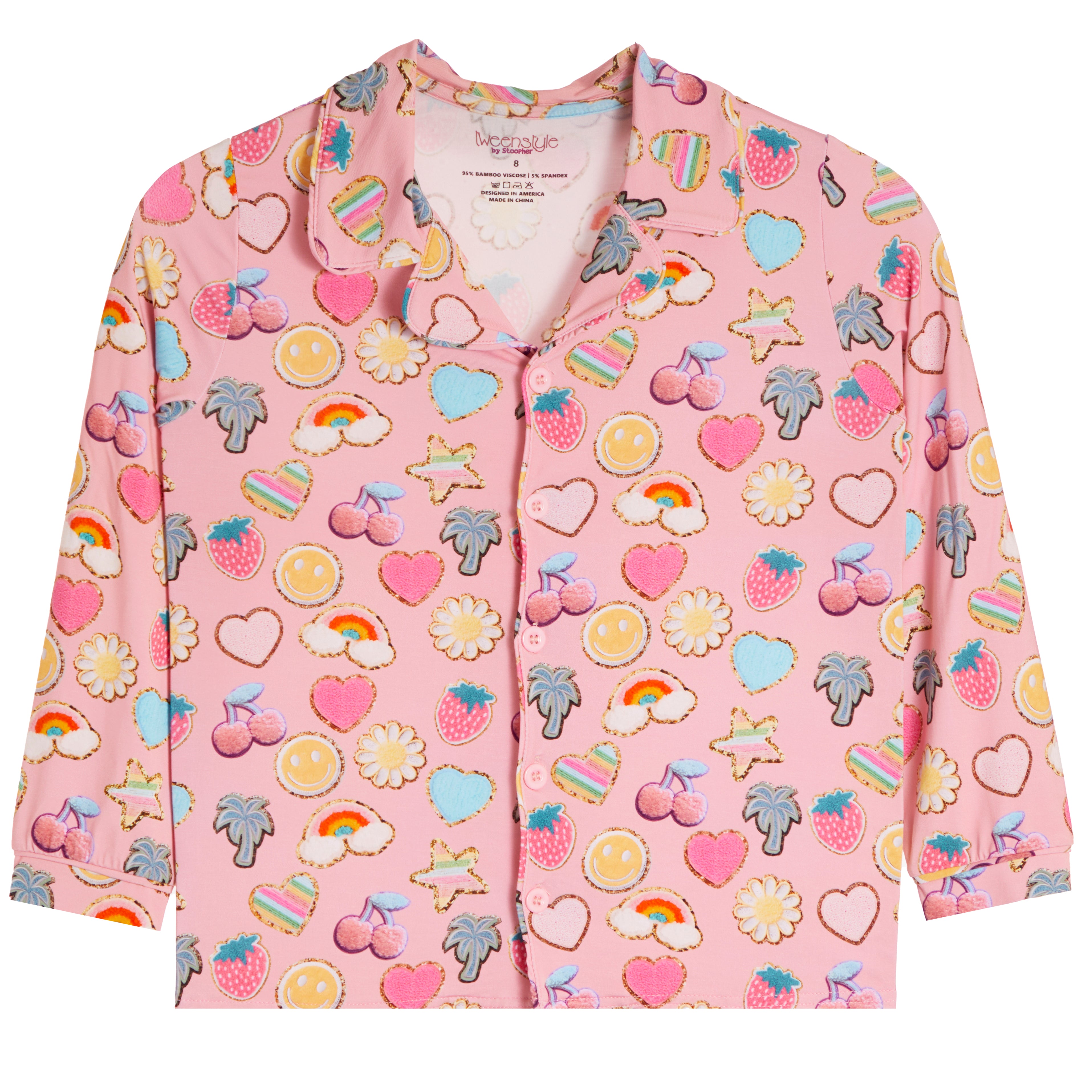 Bamboo Loungewear Long Sleeve Patches Print - Denny's