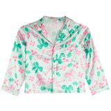 2pc Mint Jolly Holly Print With Bows Satin Pant Set - Denny's