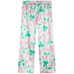 2pc Mint Jolly Holly Print With Bows Satin Pant Set - Denny's