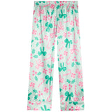 2pc Mint Jolly Holly Print With Bows Satin Pant Set - Denny's