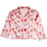 2pc Satin Long Sleeve Love Is In The Air Pant Set