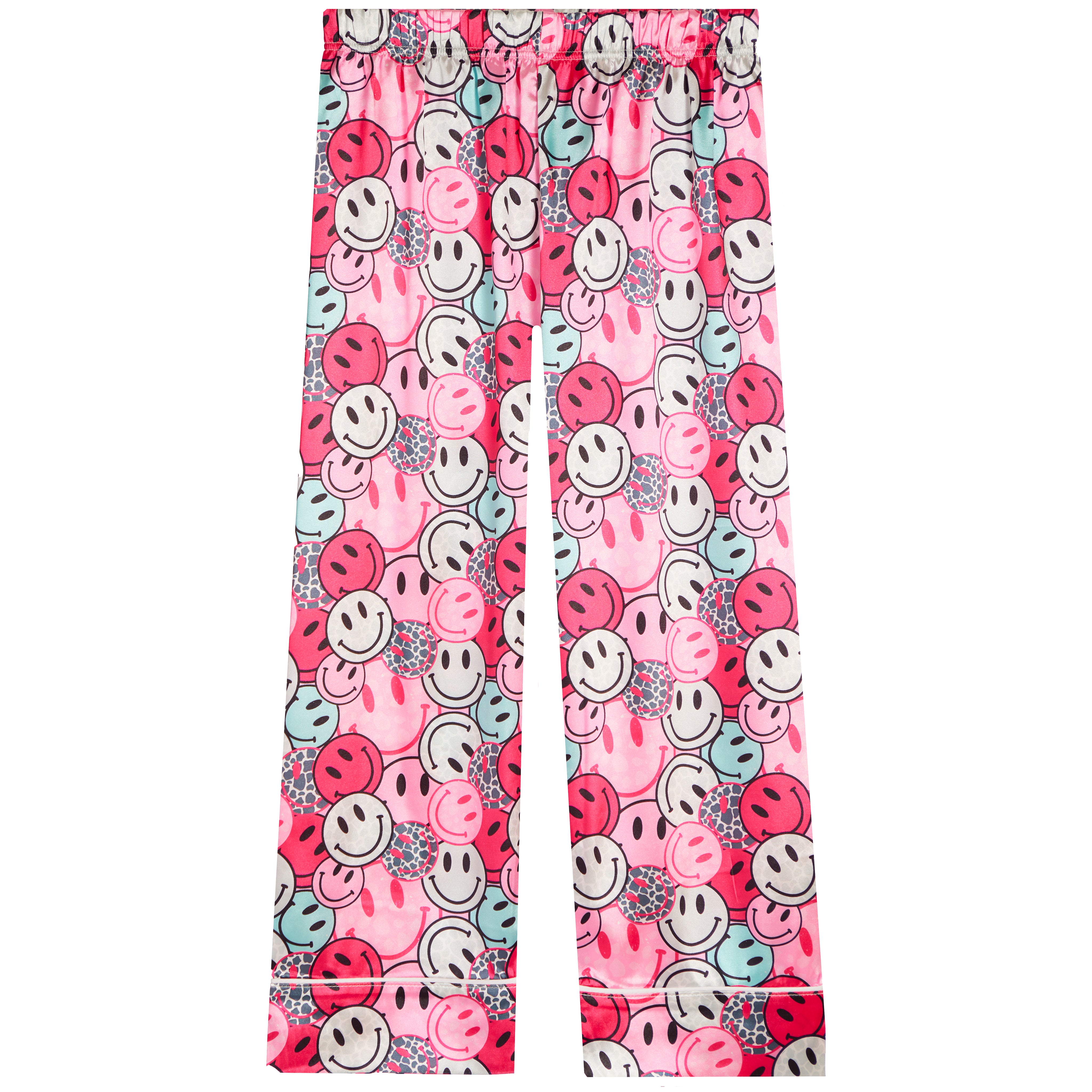 2pc Super Happy Print Satin Lounge Pant Set - Denny's