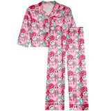 2pc Super Happy Print Satin Lounge Pant Set - Denny's