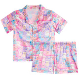 2pc Sweet Bears Satin Short Sleeve Short Set