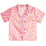 2pc Cake Print Satin Short Sleeve Short Set