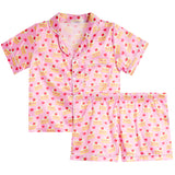 2pc Cake Print Satin Short Sleeve Short Set