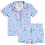 Blue Floral Bamboo Short Sleeve Short Set