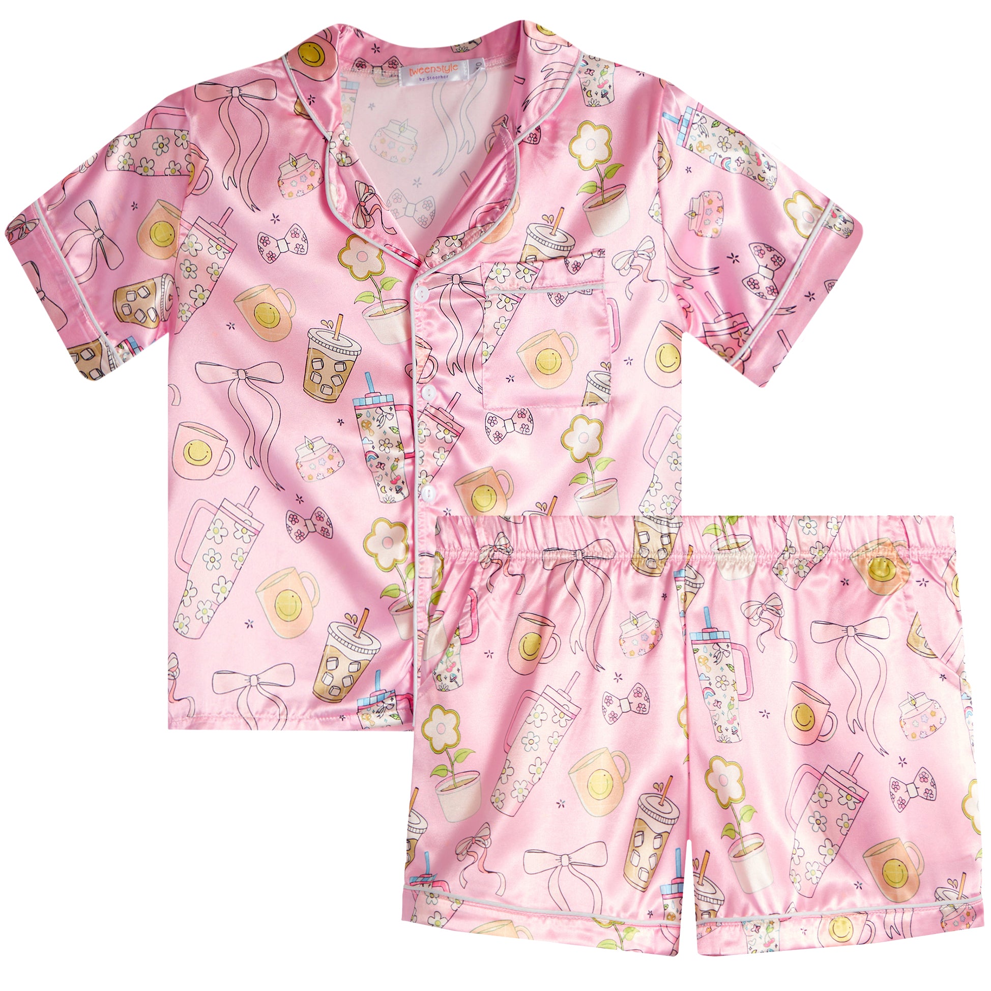 2pc Spring Things Satin Short Set - Denny's