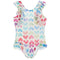 1pc Hearts Print Ruffle Swimsuit - Denny's