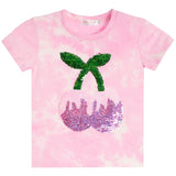 Tie Dye Short Sleeve Tee With Sequin Cherry