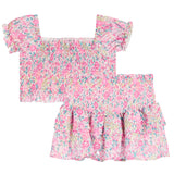 2pc Floral Smock Top and Skirt Set