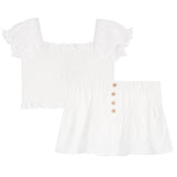 2pc Eyelet Smock Skirtset