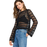 Pointelle Crop Sweater