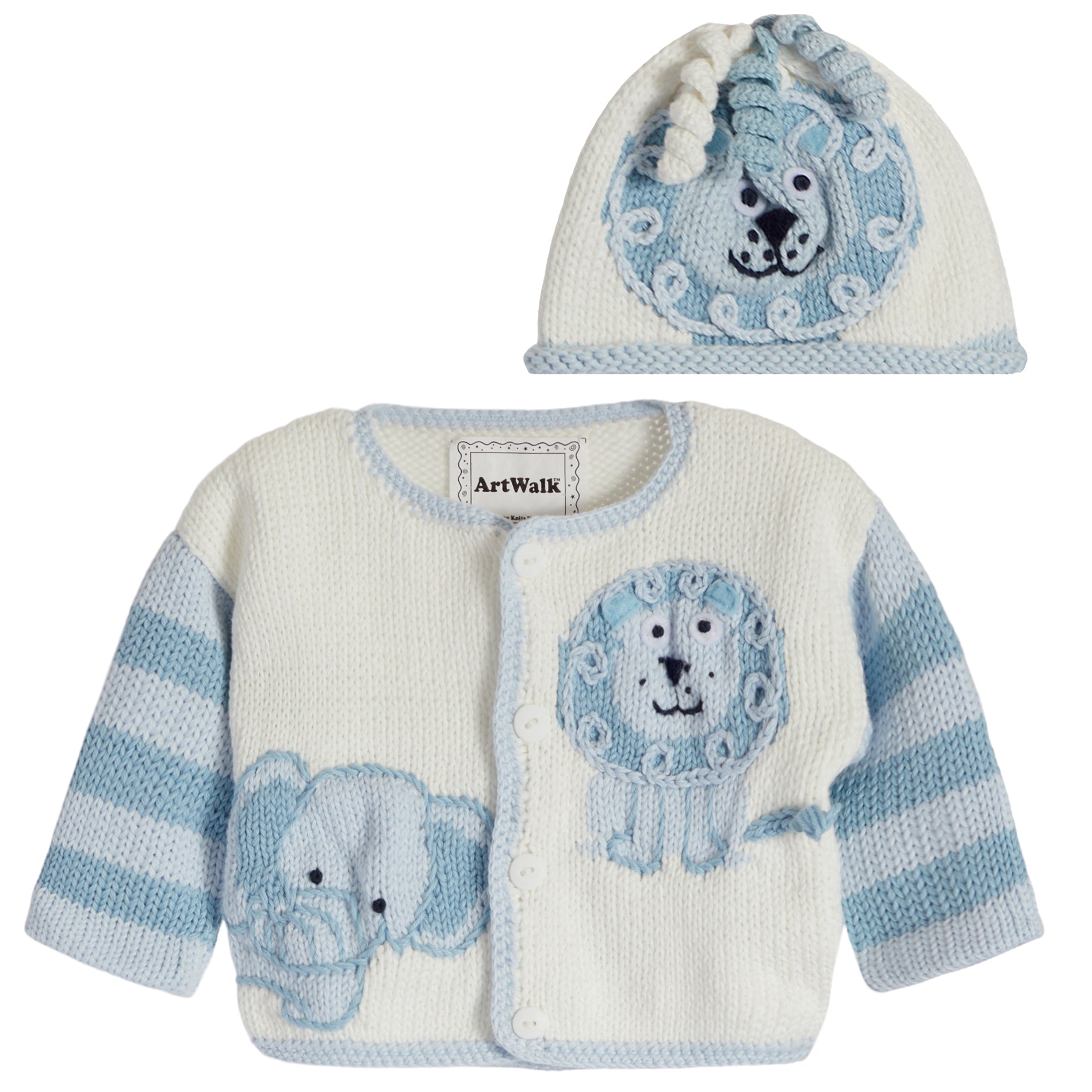 Blue Jungle Baby Sweater and Hat - Denny's
