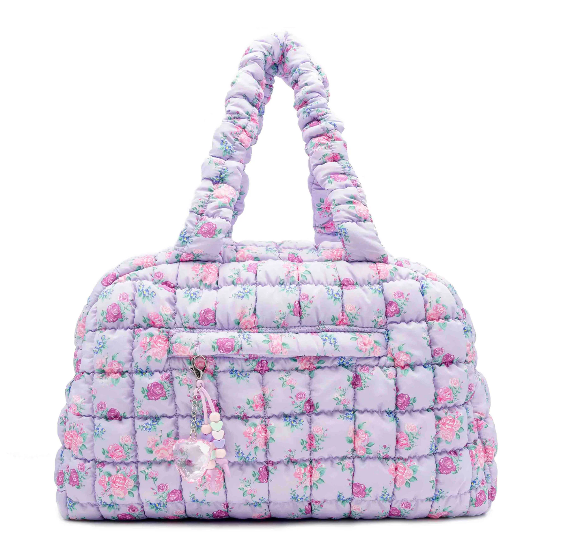 Floral Print Medium Duffle with Charm - Denny's