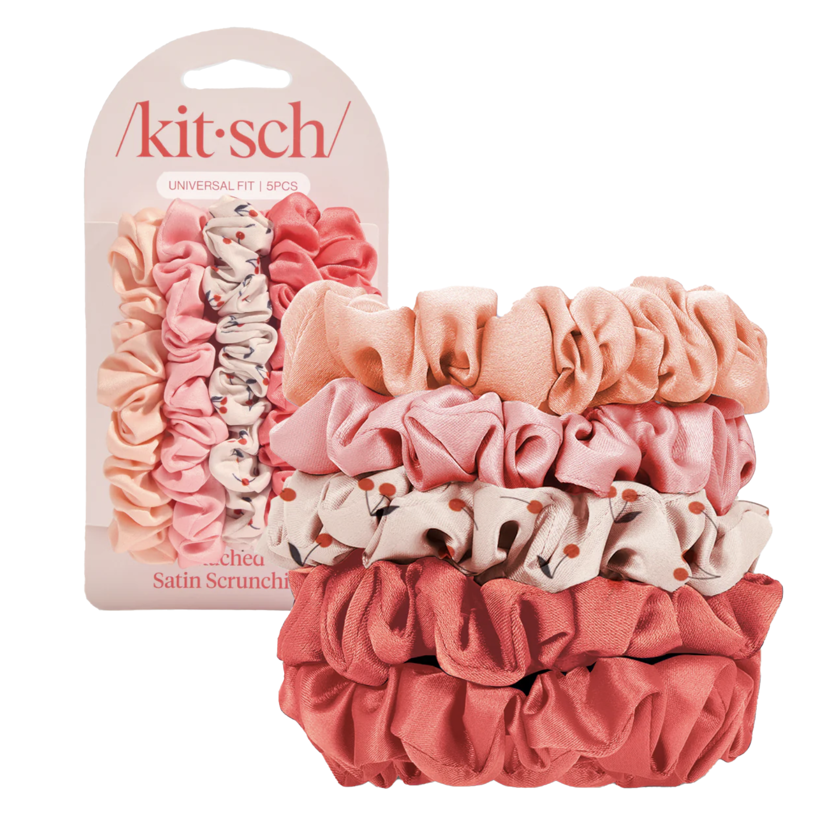 Cherry Blossom Satin Scrunchie 5pc Set - Denny's