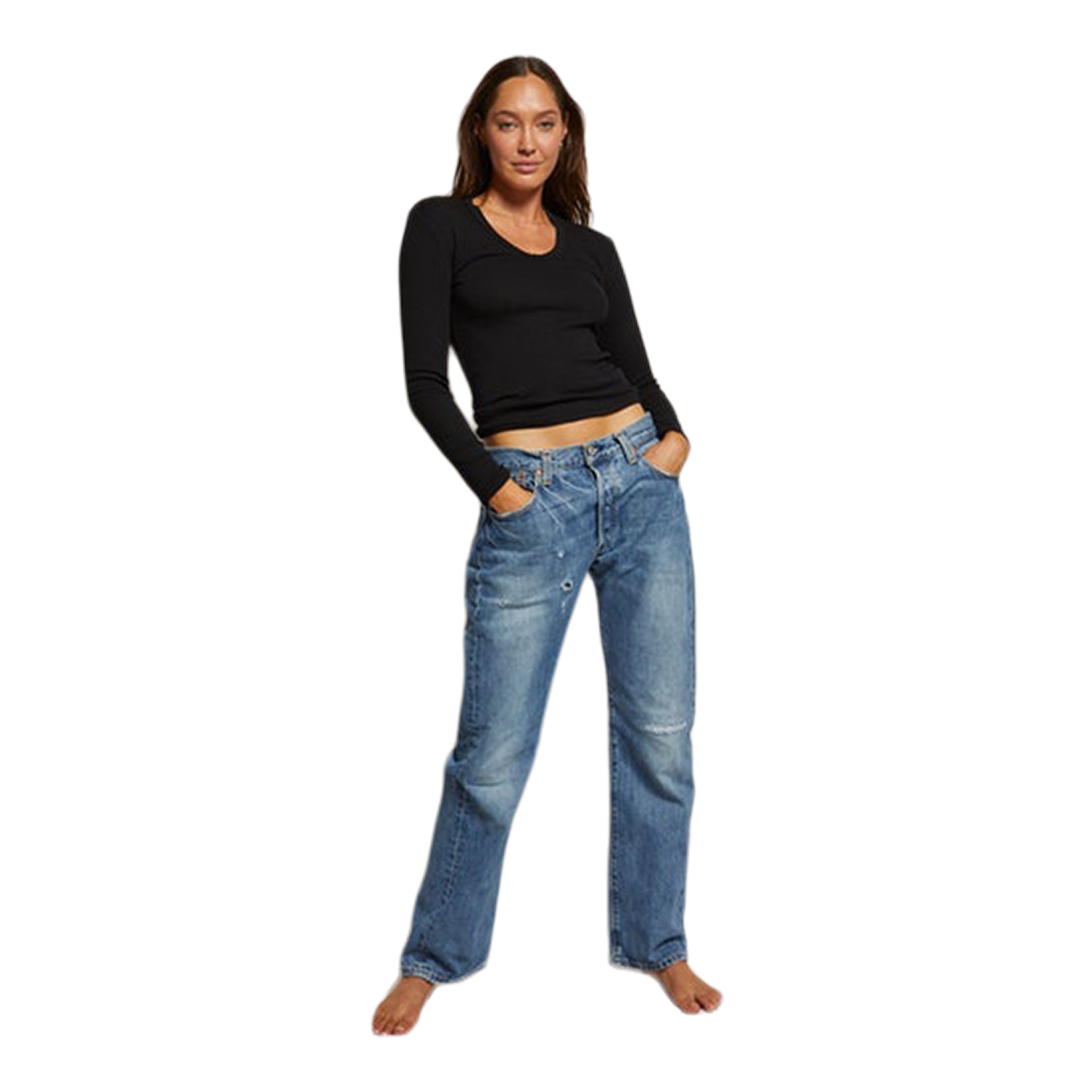 Robyn U Neck RIbbed Long Sleeve - Denny's