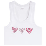 Rib Tank With Three Pink Hearts