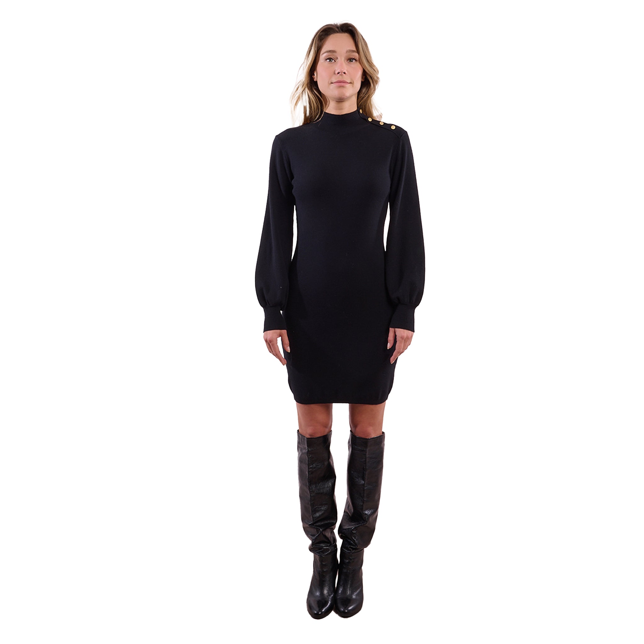Balloon Sleeve Sweater Dress - Denny's