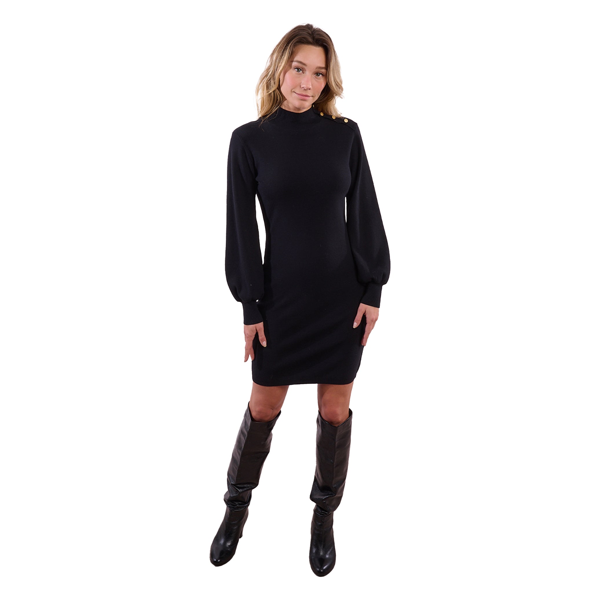 Balloon Sleeve Sweater Dress - Denny's